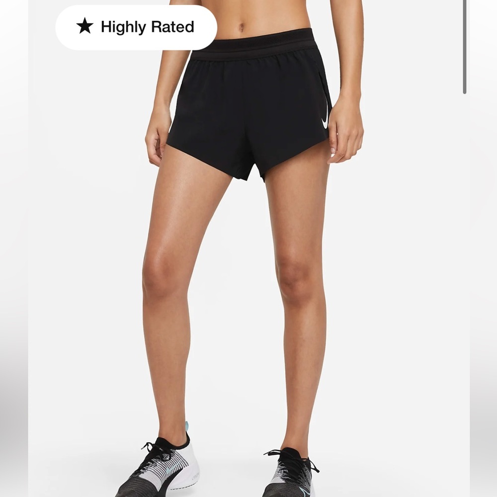 Nike AeroSwift Women's Black Shorts with White Swoosh